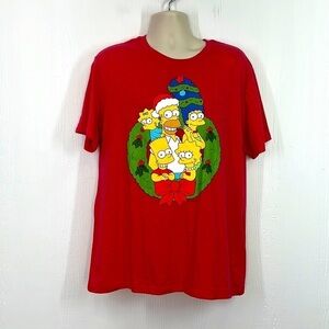 The Simpsons - NWT The Simpsons Family With Christmas Wreath Graphic T Shirt XL